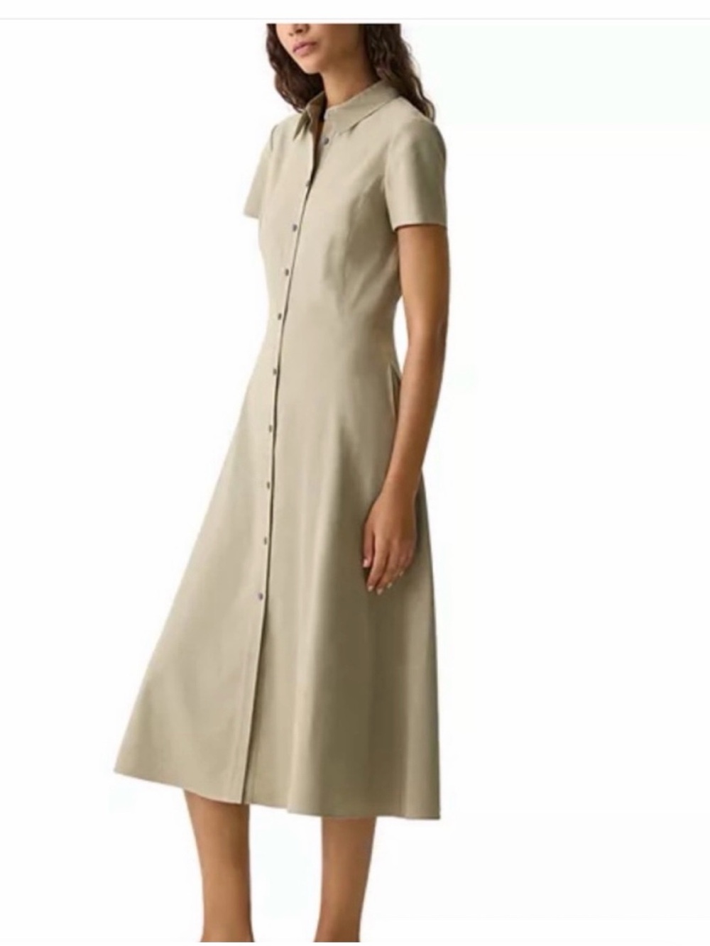 NWT Theory Linen-Blend Good crunch Midi Shirtdress 10 Button Front Dress